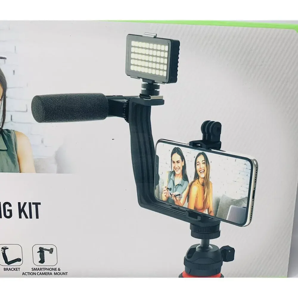 NEW GO VIRAL Super Star Vlogging Kit with LED Light Microphone‎ Tripod & Mount